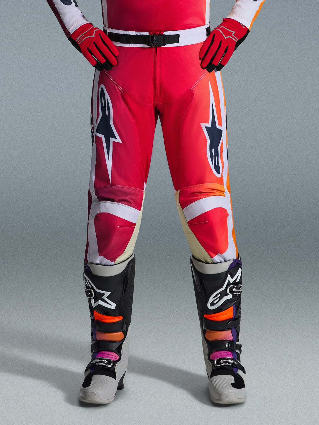 ALPINESTARS MX PANTS RACER PORTL RED LIGHT GRAY DARK GRAY 26 - Image 3