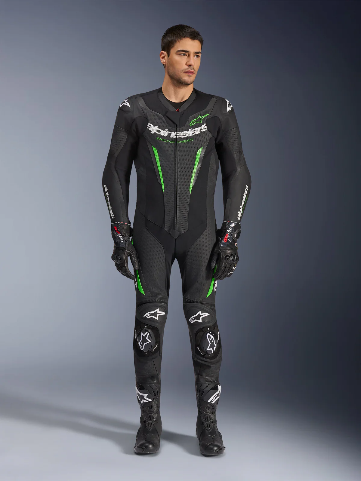 ALPINESTARS GP FORCE 2 V2 ONE-PIECE SUIT BLACK GREEN - Image 3