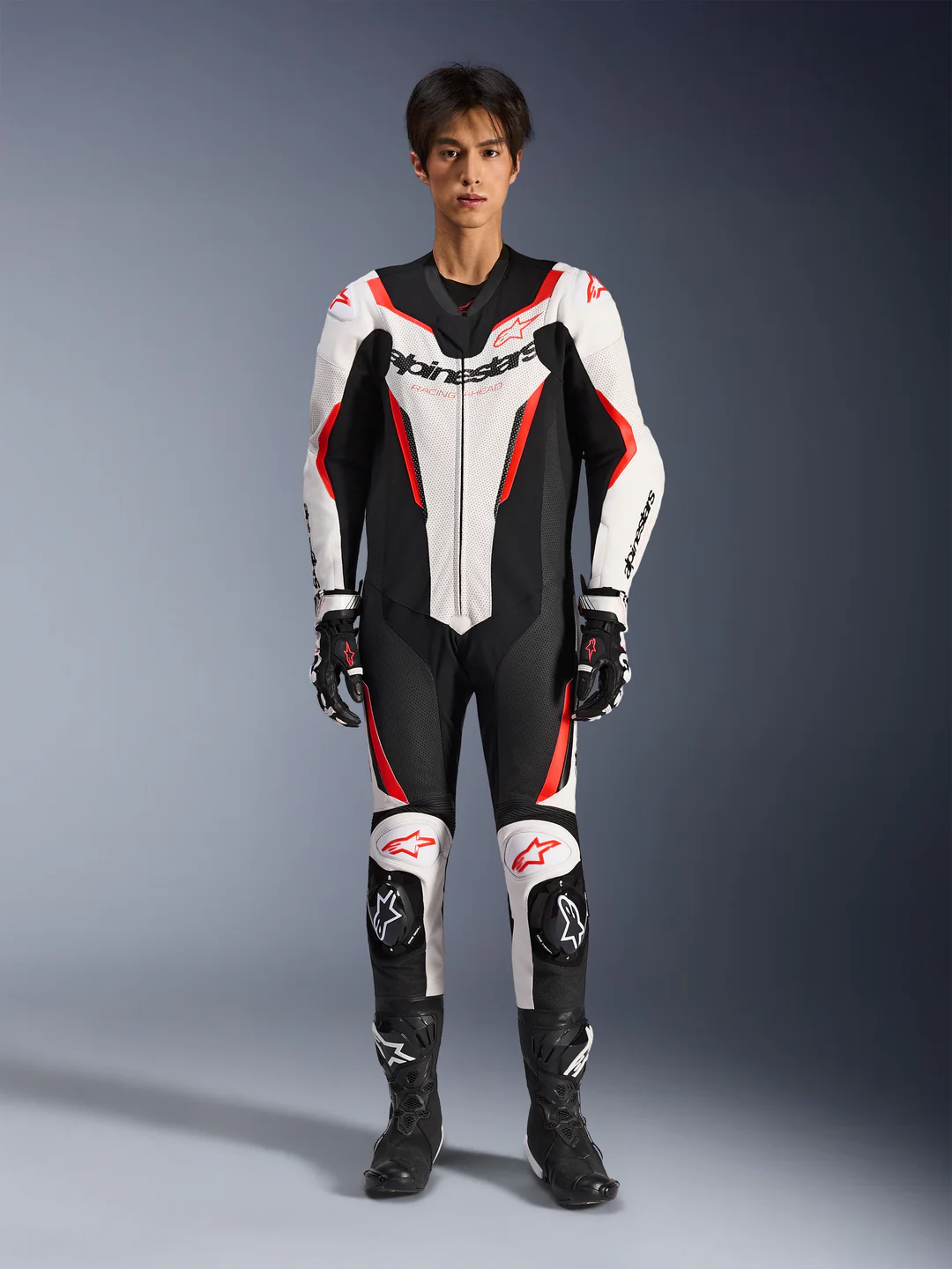 ALPINESTARS GP FORCE 2 V2 EINTEILIGEN ANZUG WEISS SCHWARZ ROT FLUO – Bild 3