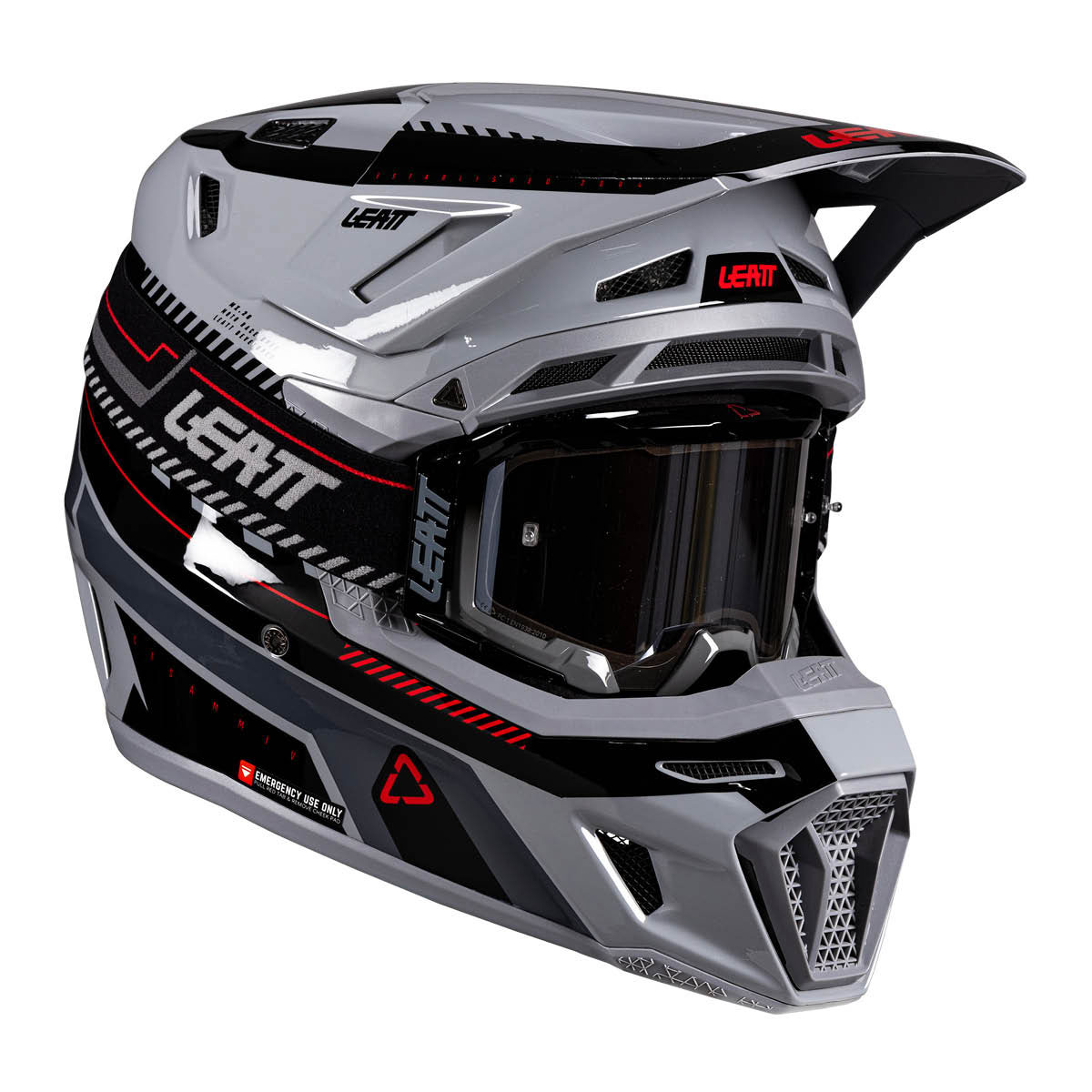 LEATT MX KACIGA MOTO 8.5 KOMPOZITNA V26 SIVA S ZAŠTITNIM NAOČALAMA