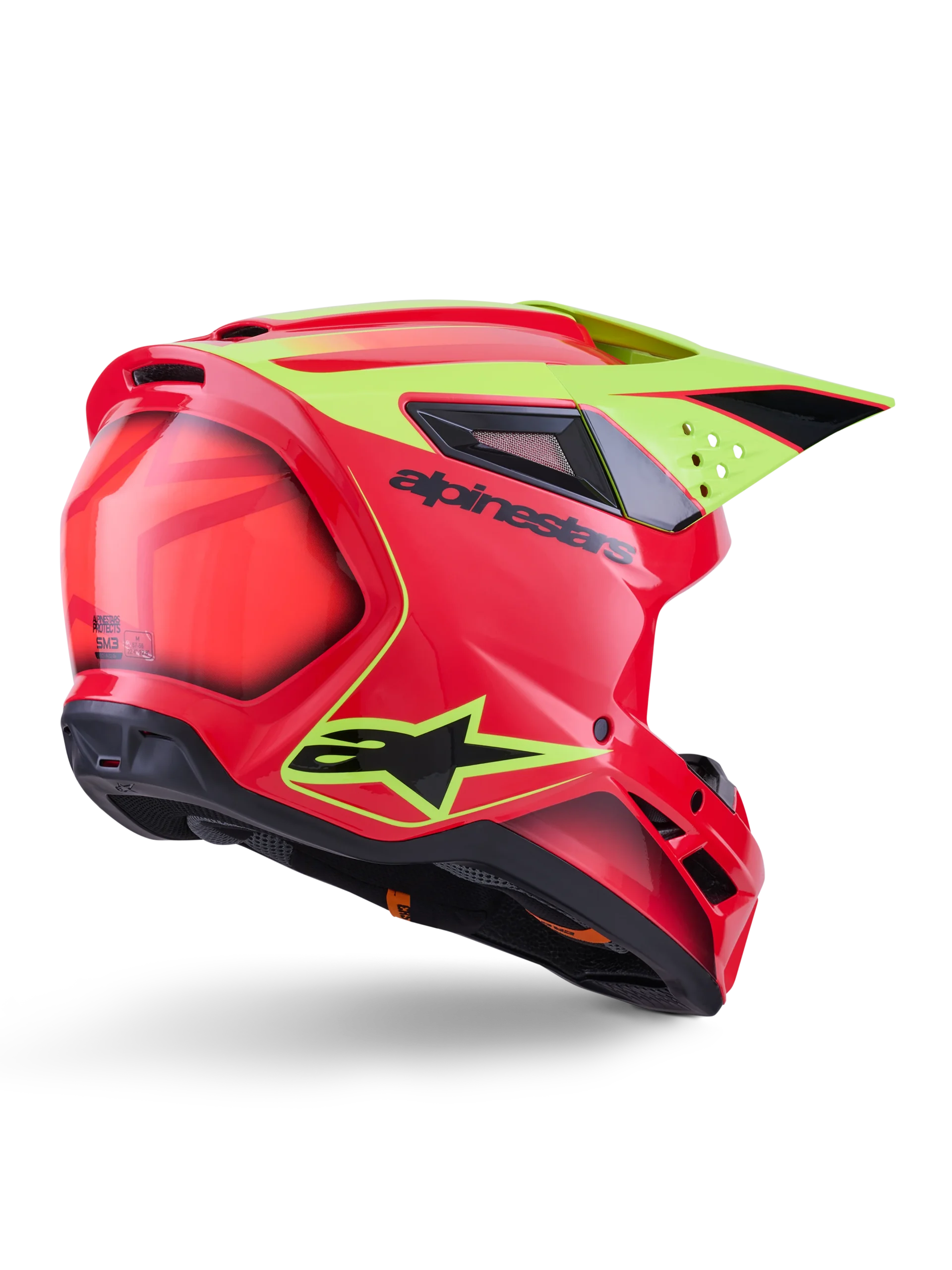 ALPINESTARS MX SM3 FRAY HEMLET Red Yellow Fluo Black Glossy - Image 4