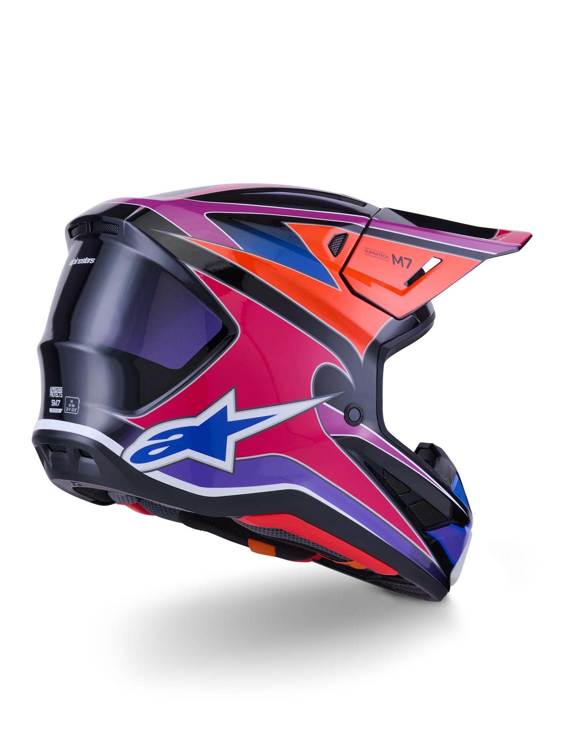 ALPINESTARS MX SM7 FUSE HEMLET Blue Purple Pink Glossy - Image 4