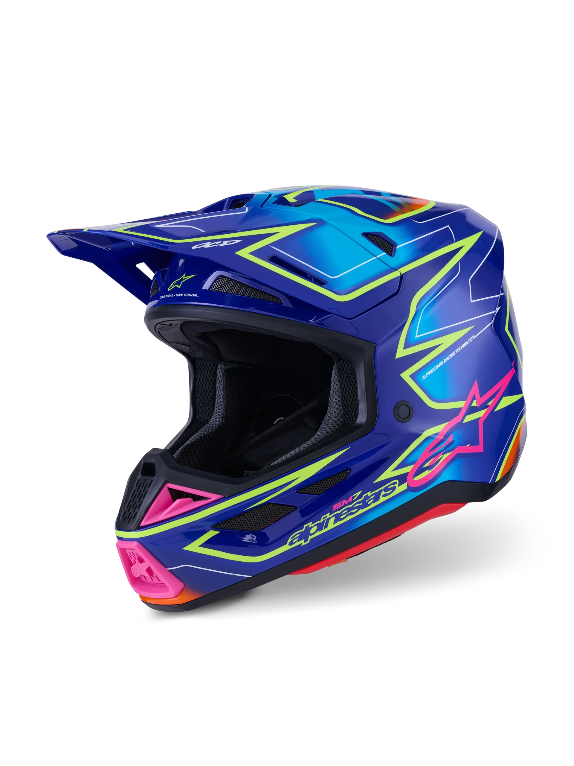 ALPINESTARS MX SM7 CAST KACIGA Plava Roza Žuta Fluo sjajna
